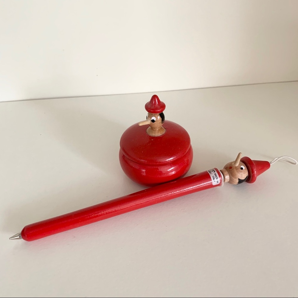 Y2k wooden Pinocchio pen set made in Italy